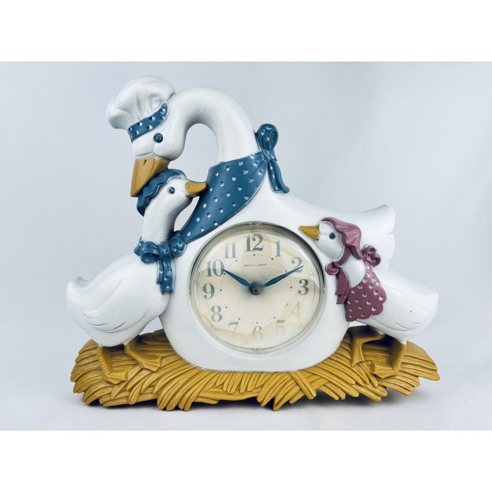 Vintage Duck Wall Clock by New Haven Quartz MCM Made in USA Goose Geese 2894